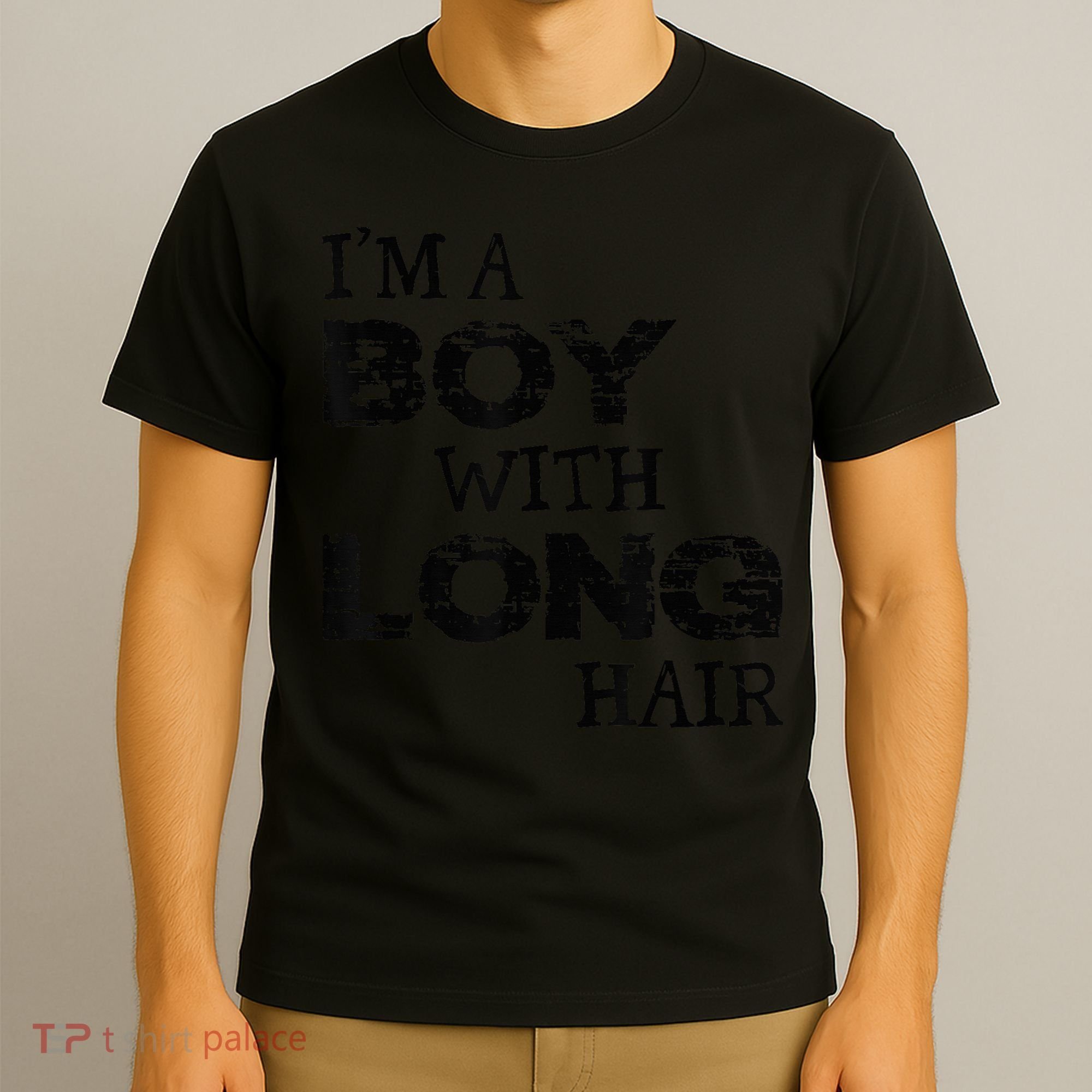 I'm A Boy With Long Hair Funny kid boy Cool Long Hair T-Shirt