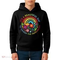 Its A Beautiful Day To Smash The Patriarchy Feminist Kids Hoodie thumb 4