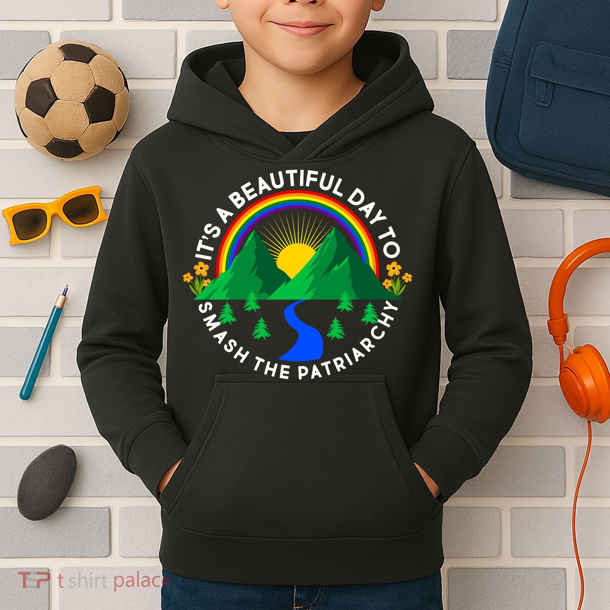 It's A Beautiful Day To Smash The Patriarchy Kids Hoodie