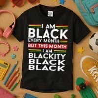 I Am Black Every Month Juneteenth Blackity Kids T-Shirt thumb 3