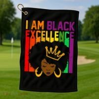 I Am Black Excellence Golf Towel thumb 1