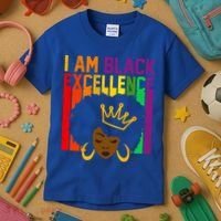 I Am Black Excellence Kids T-Shirt thumb 3