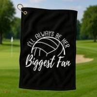ILl Always Be Her Biggest Fan Volleyball Mom And Dad Gift Golf Towel thumb 1