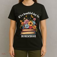 Its A Beautiful Day To Homeschool Books Flowers Butterflies T-Shirt thumb 4