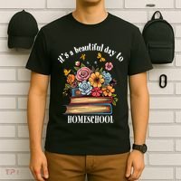 Its A Beautiful Day To Homeschool Books Flowers Butterflies T-Shirt thumb 6