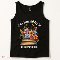 Its A Beautiful Day To Homeschool Books Flowers Butterflies Tank Top thumb 2