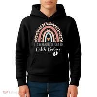 Its A Beautiful Day To Catch Babies Midwife LD Nurse Rainbow Kids Hoodie thumb 4