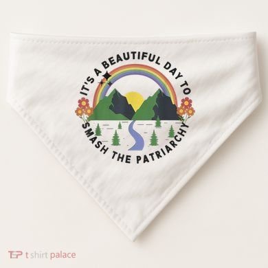 It's A Beautiful Day To Smash The Patriarchy Retro Feminism USA-Made Doggie Bandana
