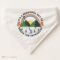 It's A Beautiful Day To Smash The Patriarchy Retro Feminism USA-Made Doggie Bandana thumb 0
