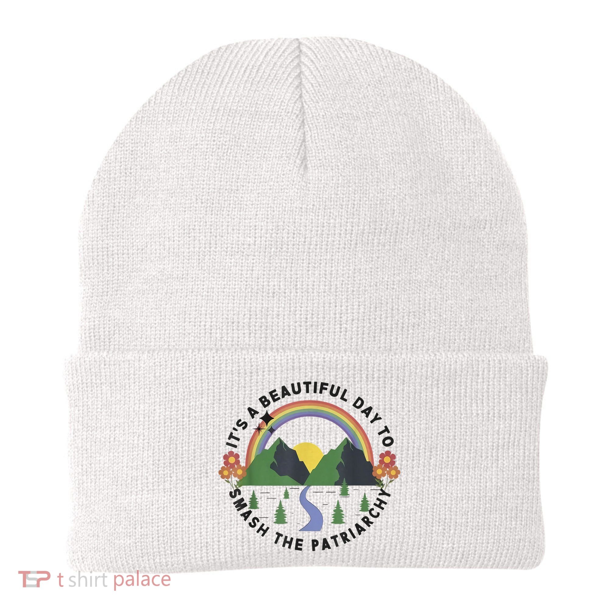 It's A Beautiful Day To Smash The Patriarchy Retro Feminism Beanie