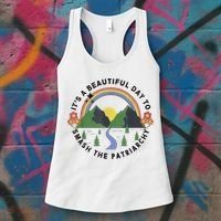 It's A Beautiful Day To Smash The Patriarchy Retro Feminism Women's Tank Top thumb 3