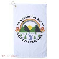 It's A Beautiful Day To Smash The Patriarchy Retro Feminism Golf Towel thumb 0