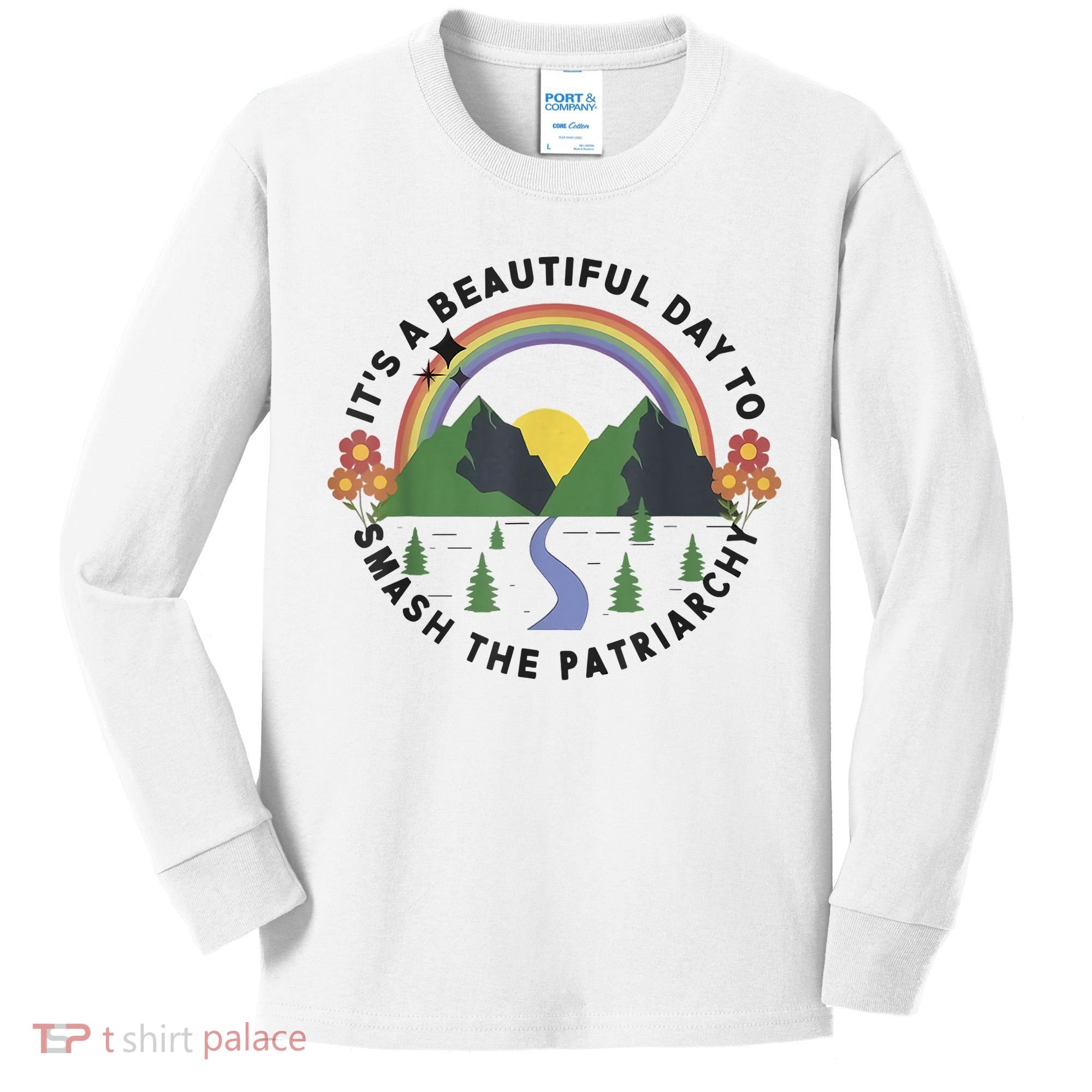 It's A Beautiful Day To Smash The Patriarchy Retro Feminism Kids Long Sleeve Shirt