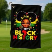 I Am Black History Coquette Pride African Golf Towel thumb 1