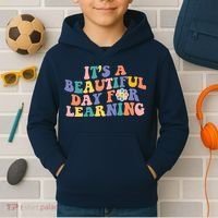It's A Beautiful Day For Learning Back To School Retro Kids Hoodie thumb 2