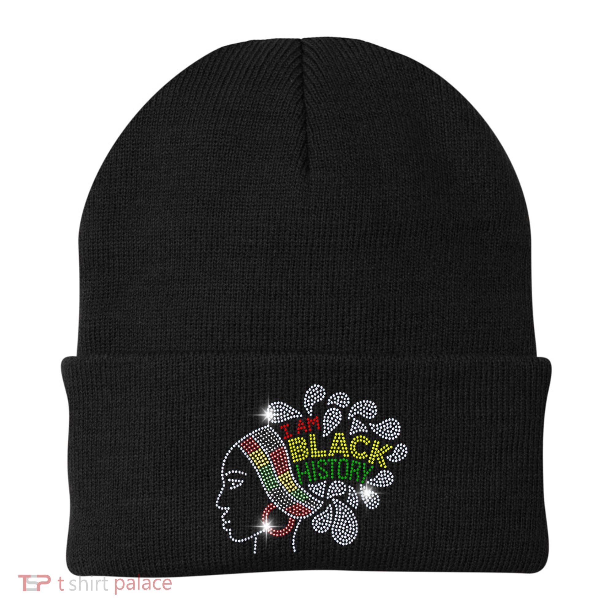 I Am Black History Month Woman Black Girl Magic Bling Beanie