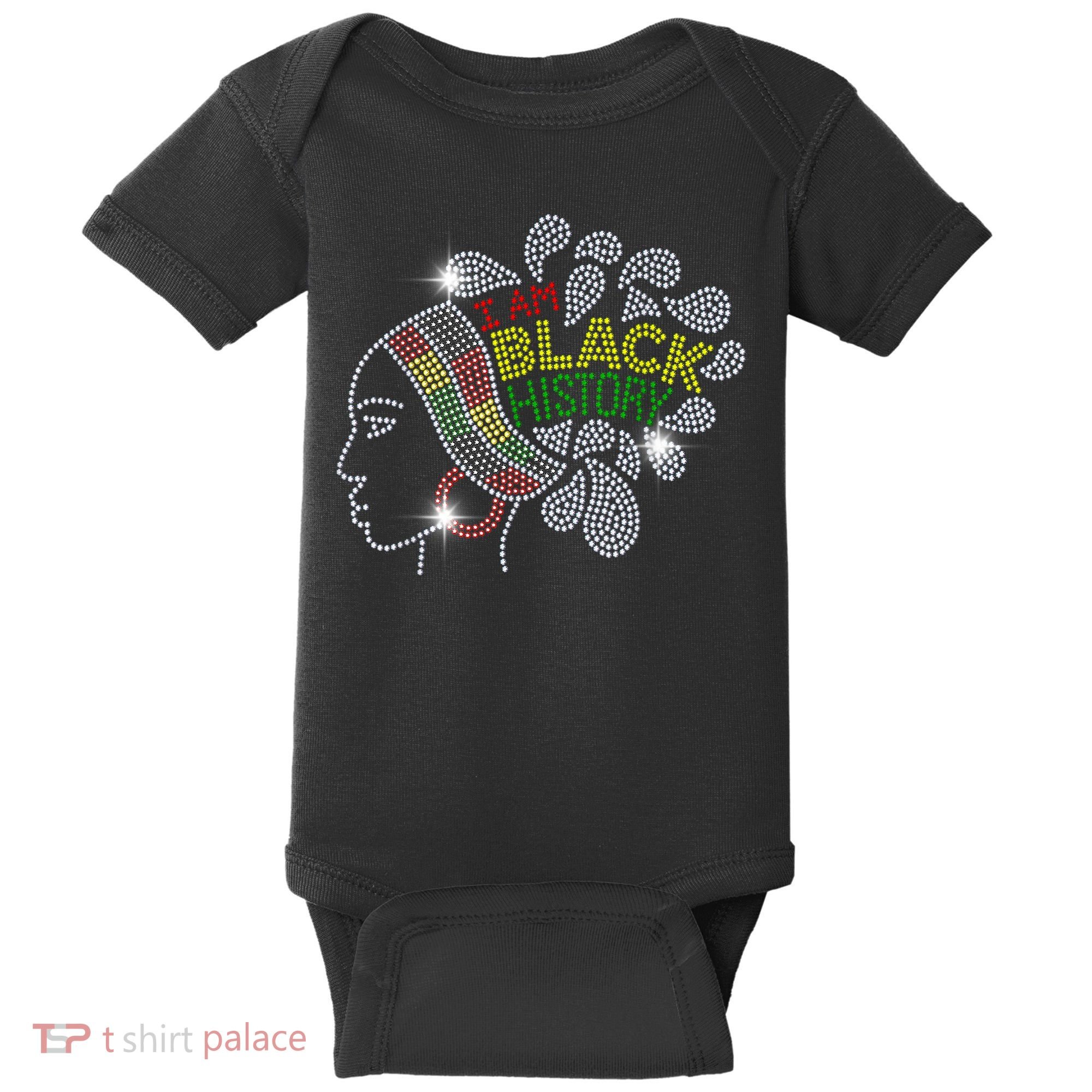 I Am Black History Month Woman Black Girl Magic Bling Baby Bodysuit