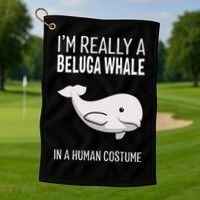 Im A Beluga Whale In A Human Costume Halloween Gift Cute Golf Towel thumb 1