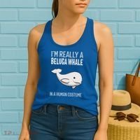 Im A Beluga Whale In A Human Costume Halloween Gift Cute Women's Tank Top thumb 2