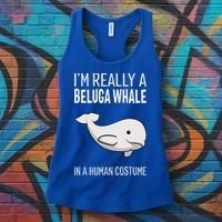 Im A Beluga Whale In A Human Costume Halloween Gift Cute Women's Tank Top thumb 3