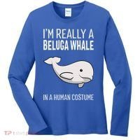 Im A Beluga Whale In A Human Costume Halloween Gift Cute Women's Long Sleeve Shirt thumb 0