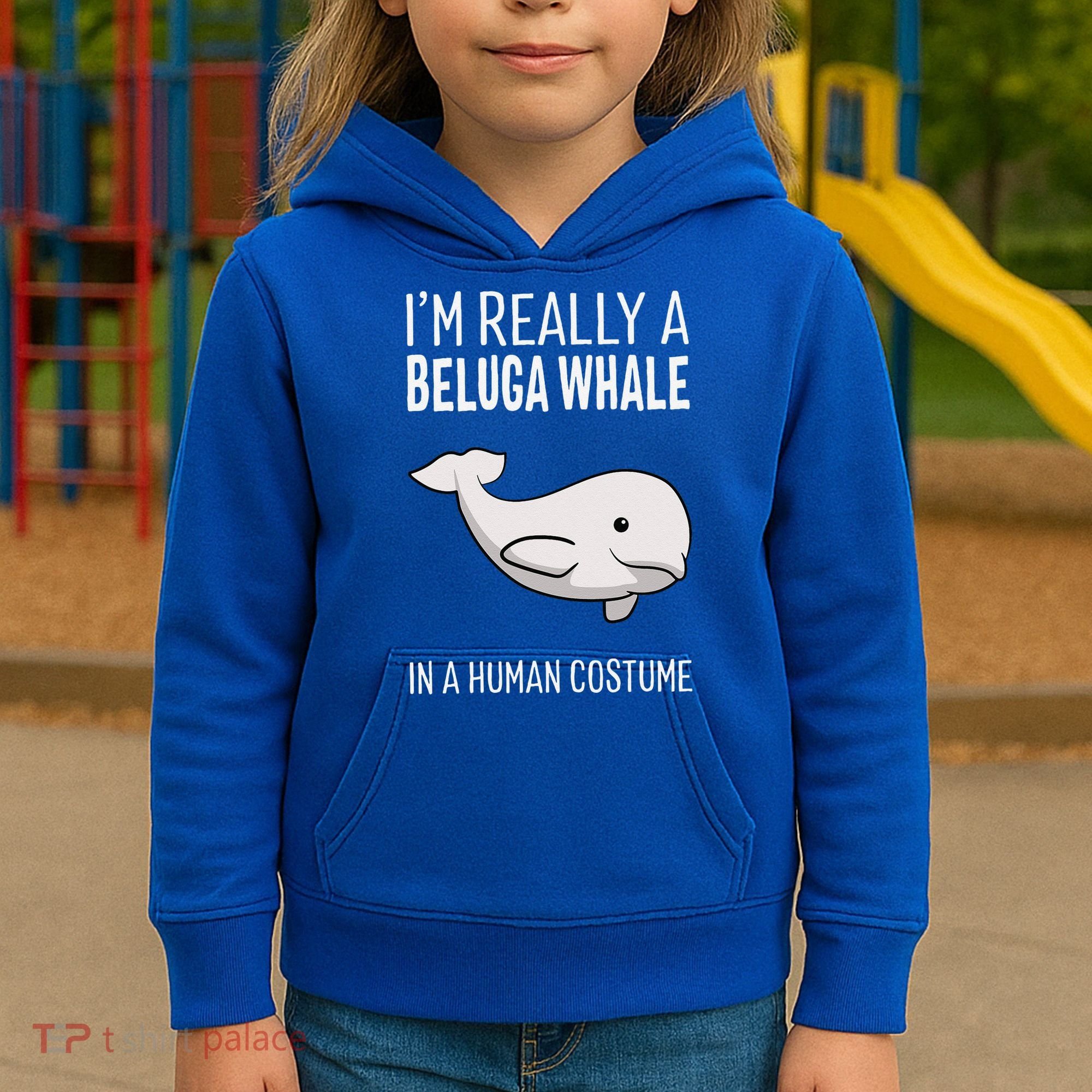 Im A Beluga Whale In A Human Costume Halloween Gift Cute Kids Hoodie