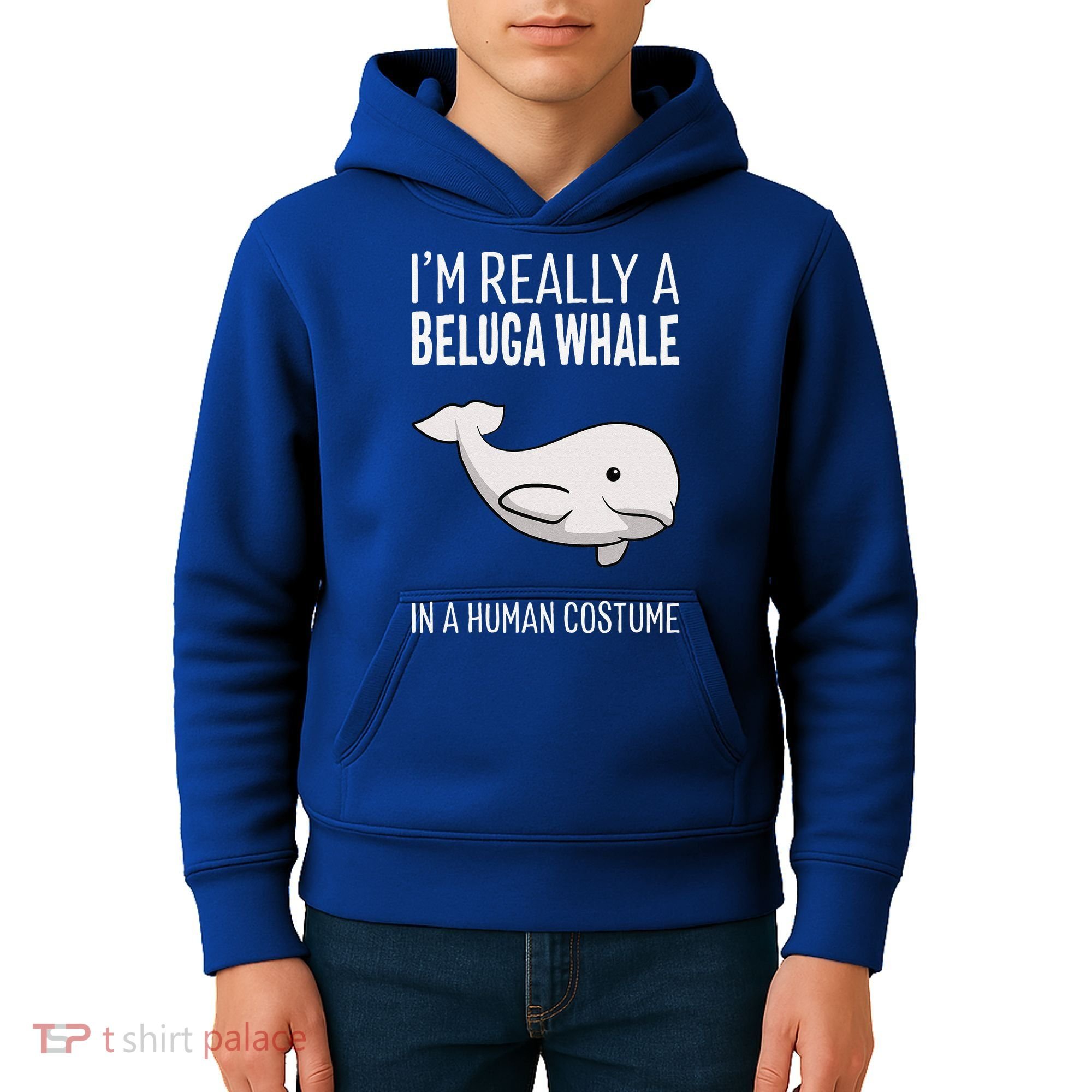 Im A Beluga Whale In A Human Costume Halloween Gift Cute Kids Hoodie