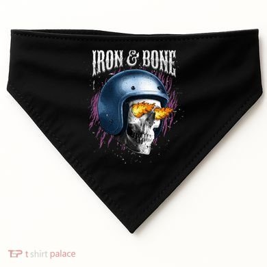 Iron And Bone Skull Biker Flame USA-Made Doggie Bandana