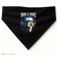 Iron And Bone Skull Biker Flame USA-Made Doggie Bandana thumb 0