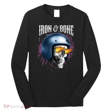 Iron And Bone Skull Biker Flame Long Sleeve Shirt