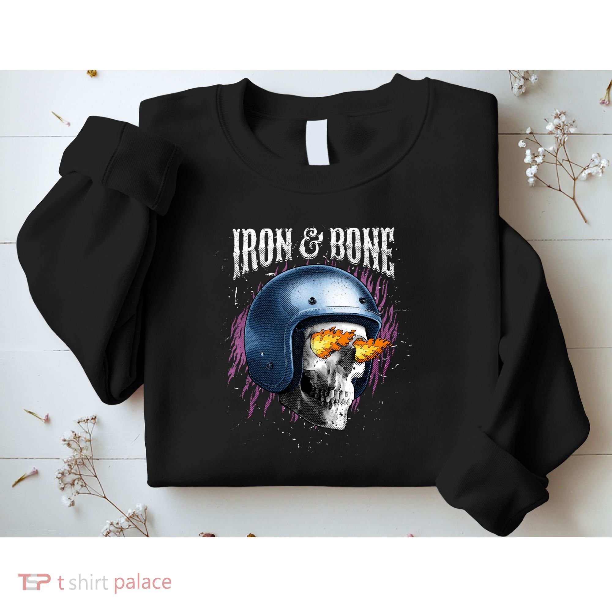 Iron And Bone Skull Biker Flame Sweatshirt