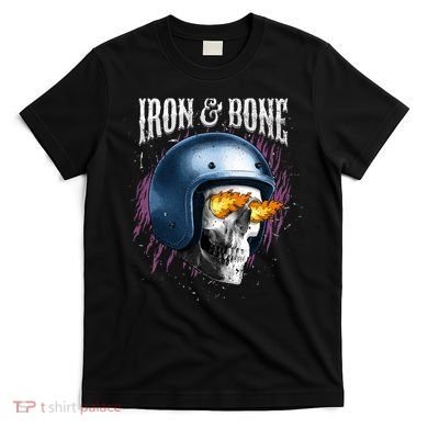Iron And Bone Skull Biker Flame T-Shirt
