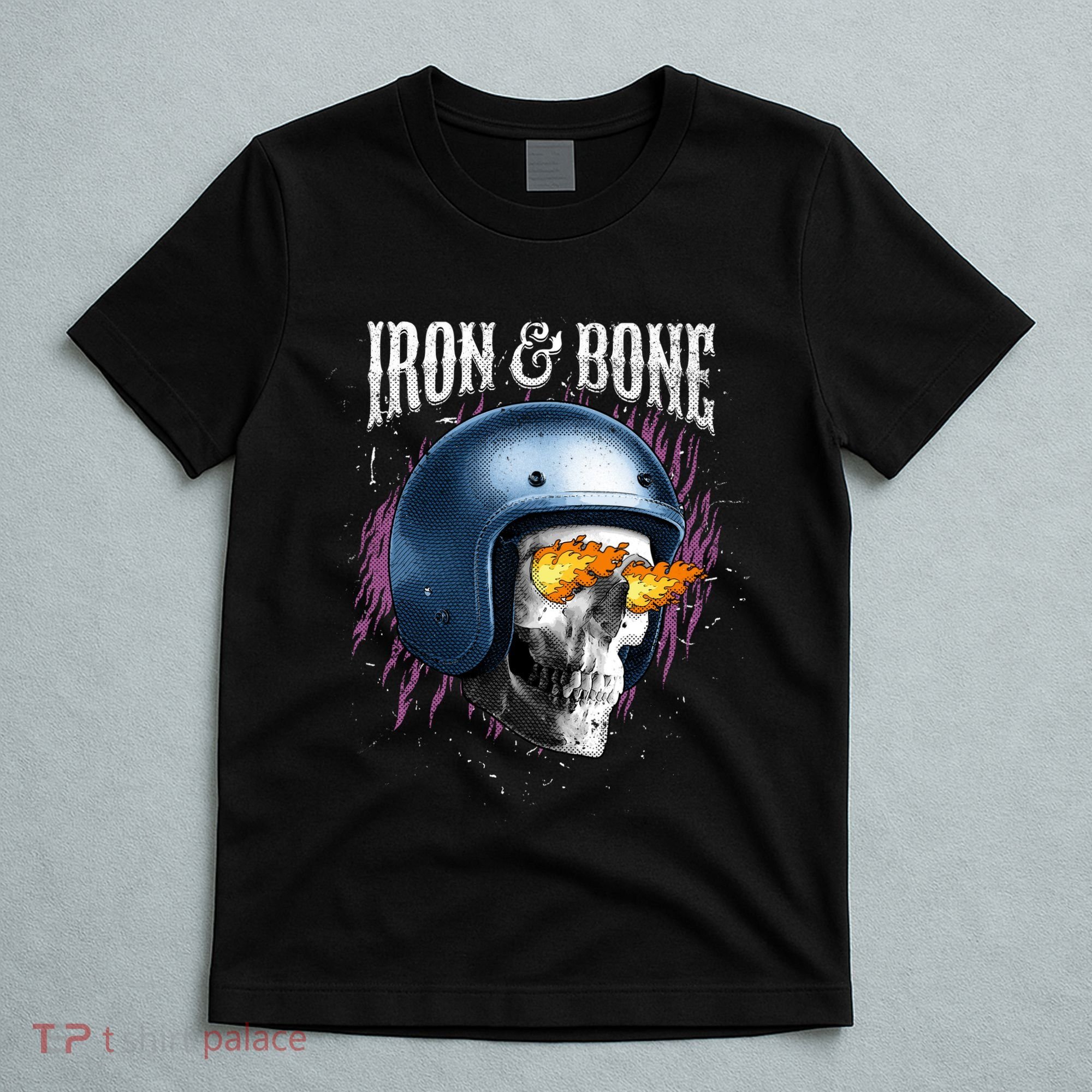 Iron And Bone Skull Biker Flame T-Shirt