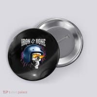 Iron And Bone Skull Biker Flame Button thumb 0