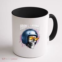 Iron And Bone Skull Biker Flame Coffee Mug thumb 1