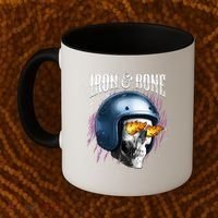 Iron And Bone Skull Biker Flame Coffee Mug thumb 2