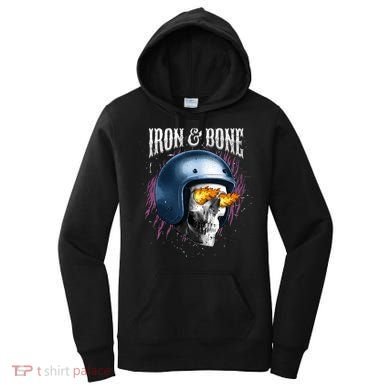 Iron And Bone Skull Biker Flame Women's Hoodie
