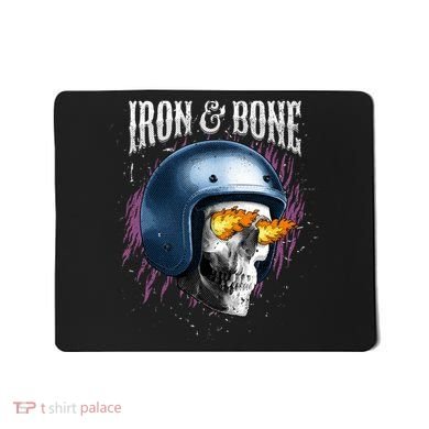 Iron And Bone Skull Biker Flame Mousepad