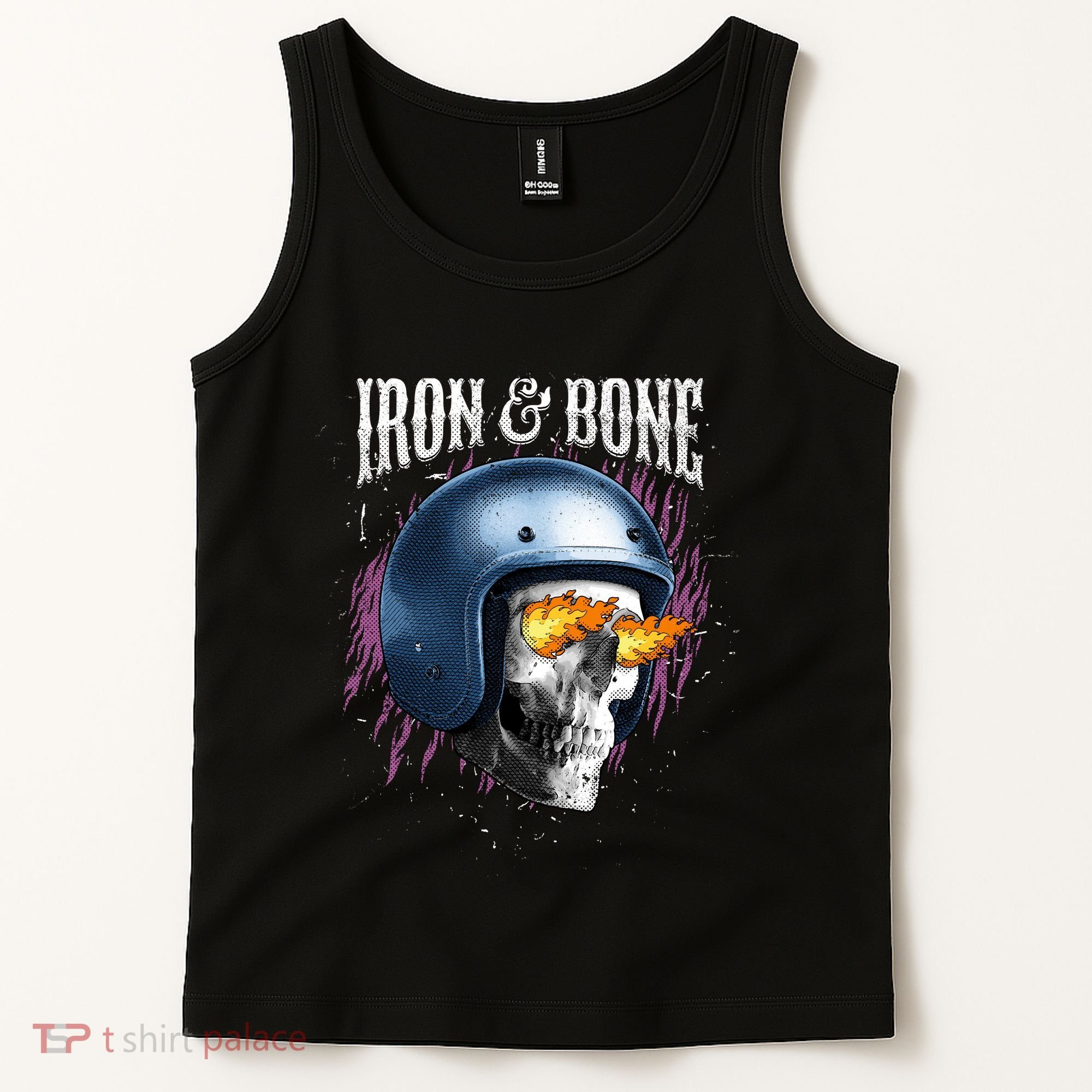Iron And Bone Skull Biker Flame Tank Top