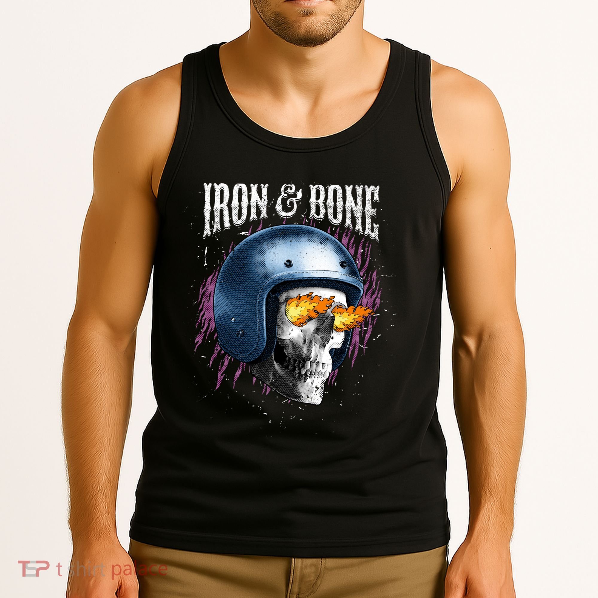 Iron And Bone Skull Biker Flame Tank Top