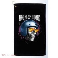 Iron And Bone Skull Biker Flame Golf Towel thumb 0