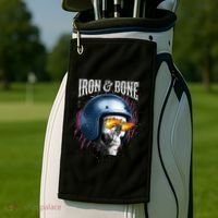 Iron And Bone Skull Biker Flame Golf Towel thumb 2