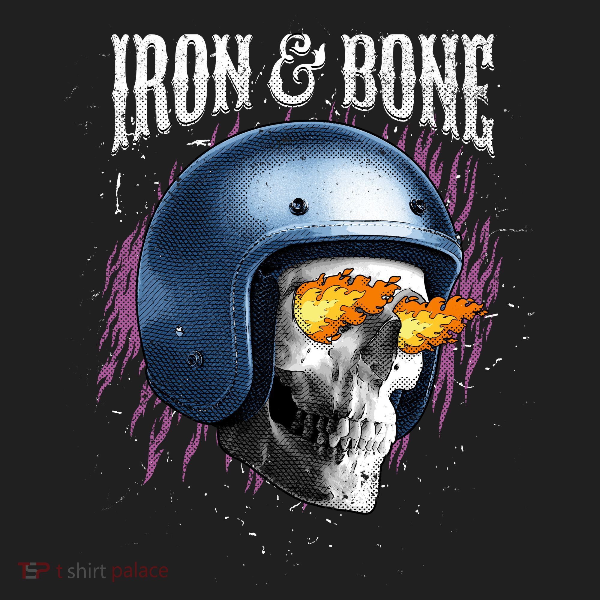 Iron And Bone Skull Biker Flame Golf Towel