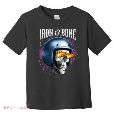 Iron And Bone Skull Biker Flame Toddler T-Shirt