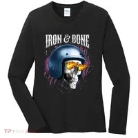 Iron And Bone Skull Biker Flame Women's Long Sleeve Shirt thumb 0