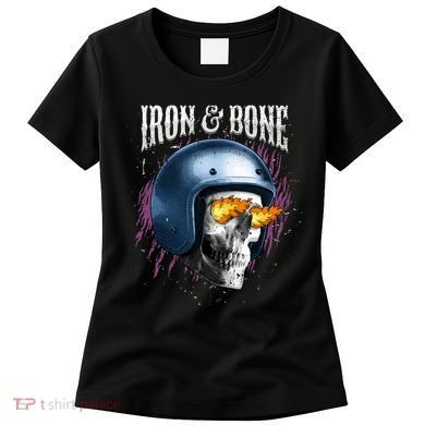 Iron And Bone Skull Biker Flame Women's T-Shirt