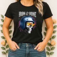 Iron And Bone Skull Biker Flame Women's T-Shirt thumb 2