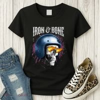 Iron And Bone Skull Biker Flame Women's T-Shirt thumb 3