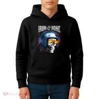 Iron And Bone Skull Biker Flame Kids Hoodie thumb 4