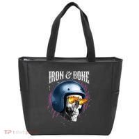 Iron And Bone Skull Biker Flame Tote Bag thumb 0